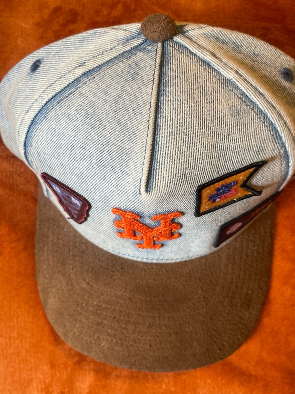 Super rare, New York Mets Denim Patch Cap with Brown Brim - Picture 2 of 8